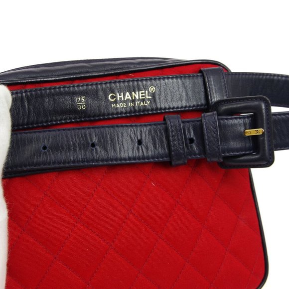 Authentic CHANEL Quilted CC BUM Belt Bag 1747838 Purse Bi-Color Canvas Leather - Picture 6 of 12